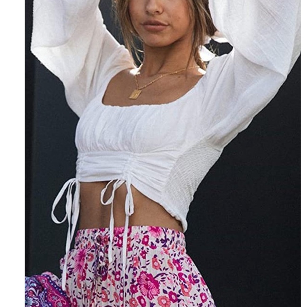 - Gorgeous White Smock Cinched Top - Picture 2 of 4